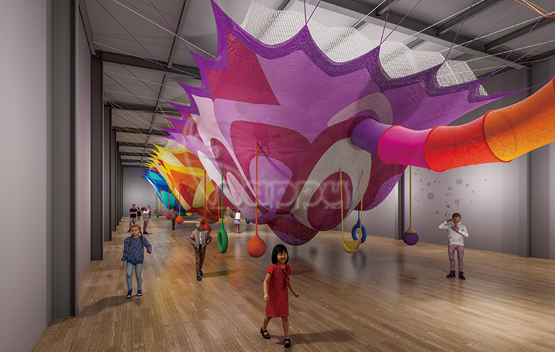 Crochet Rainbow Climbing Net Playground Equipment Colorful Handwoven Rope Honeycomb Structure for Indoor and Outdoor Kids Adventure Play Area