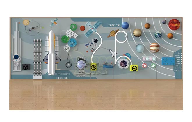 China Factory Customized Science Museum Exhibit Interactive Wall Panel Educational Toys Space Rocket Design for Children