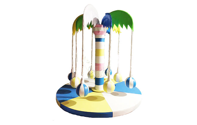 Wholesale Kids Indoor Play Area Coconut Tree Theme Electric Carousel Merry Go Round Soft Play Equipment For Indoor Playground