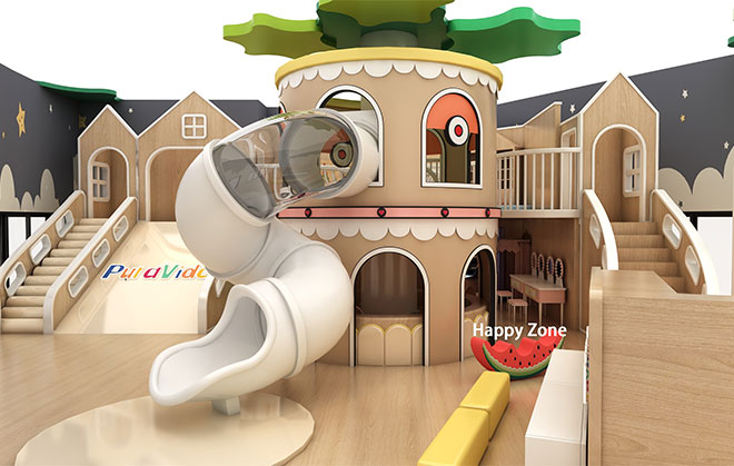 Morden Indoor Soft Playground with Wooden color.