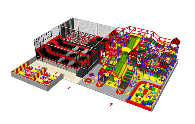 Classical Indoor Playground Equipment And Trampoline Park With Toddler Area