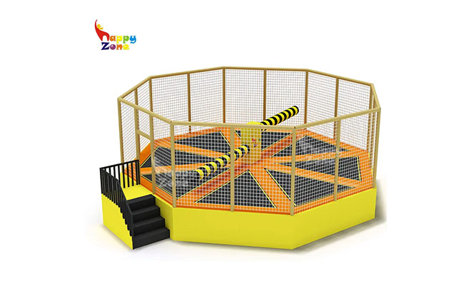 Customized ASTM Standard Electric Hexagonal Trampoline Park Interactive Wipe Out Cheap for Sales